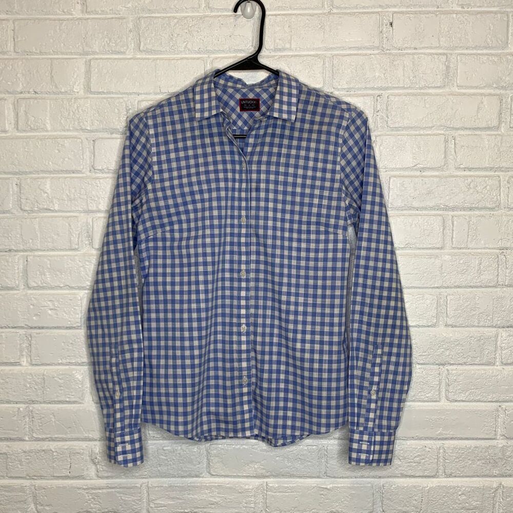Untuckit Rebeche Blue‎ Gingham Plain Shirt size 0